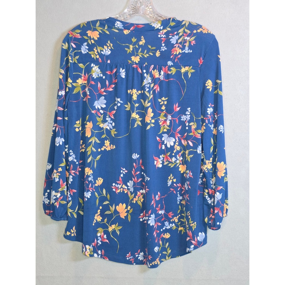 Vince Camuto Blue Floral V-Neck Blouse 3/4 Sleeve Stretch Top 0001322 - Picture 8 of 8